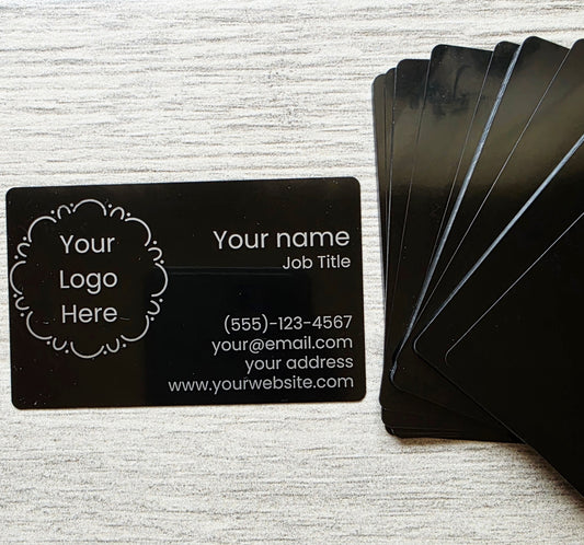 Custom Engraved Metal Business Cards - Logo Card Sample