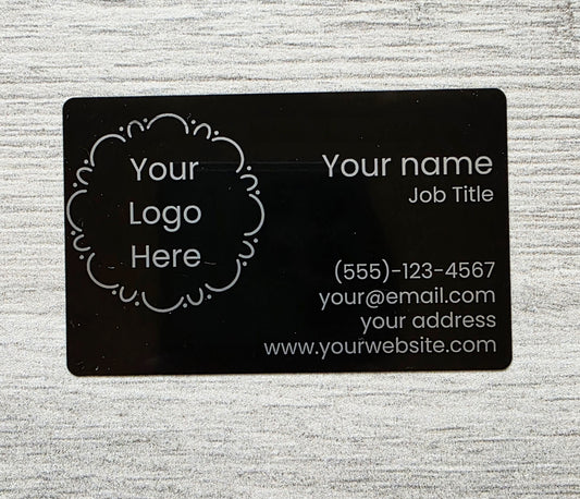 Custom Engraved Metal Business Cards - Logo Card Sample