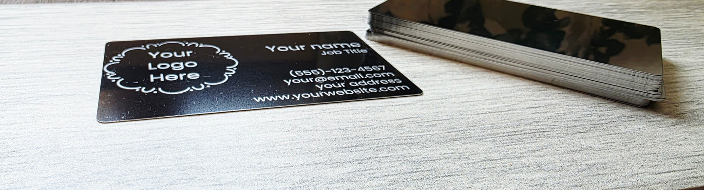 Custom Engraved Metal Business Cards - Logo Card Sample